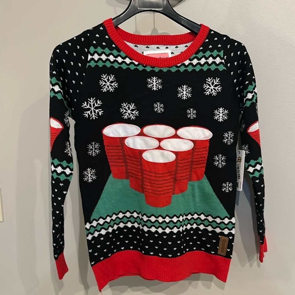 NWT Tipsy Elves cheer pong game sweater